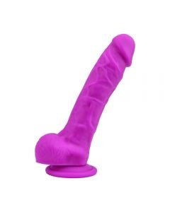Loving Joy 8 Inch Realistic Silicone Dildo with Suction Cup and Balls Purple